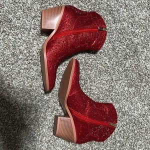 Red Rhinestone Booties